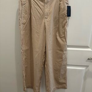 Tommy Hilfiger Tan and White Striped Trousers